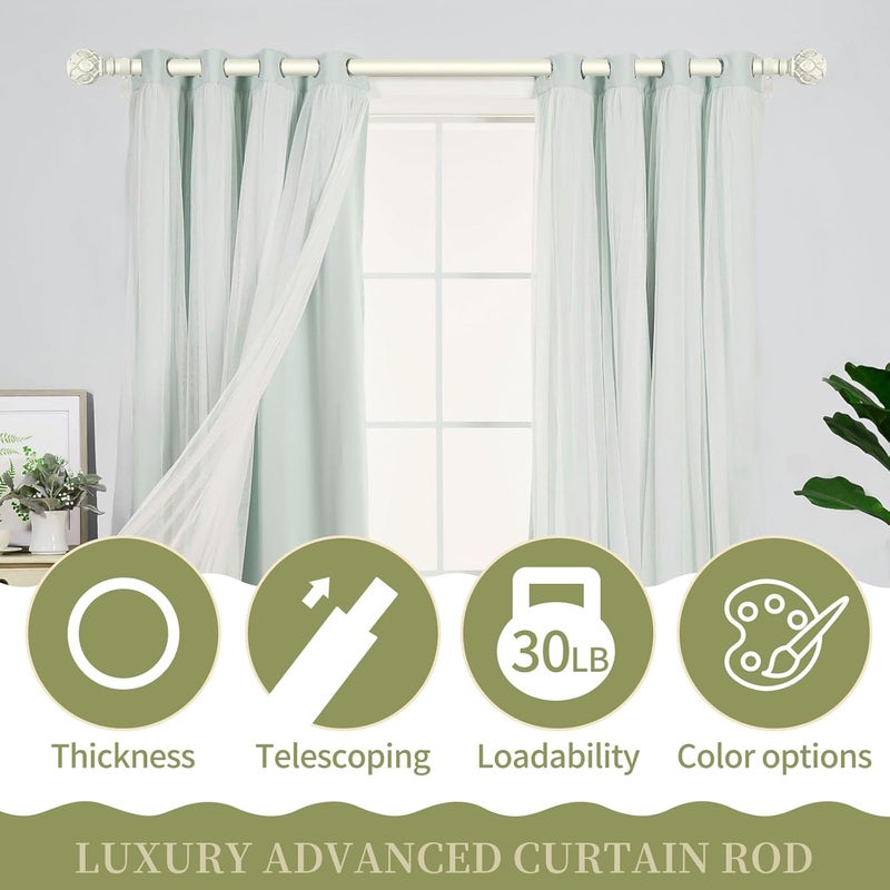 TANGWIN White Farmhouse Curtain Rods for Windows:66-120" Heavy Duty Adjustable Curtain Rod for Bedroom Living Room,Boho Decorative Rustic Drapery Rods with Vintage Coastal Texture Finial,Antique White - Image 4